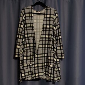 LuLaRoe Sarah Black and Cream Checkered Cardigan